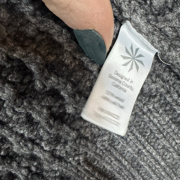 Athleta Women's Medium Charcoal Gray Wool Yak Hair Shawl Collar Cardigan Sweater - Picture 3 of 10